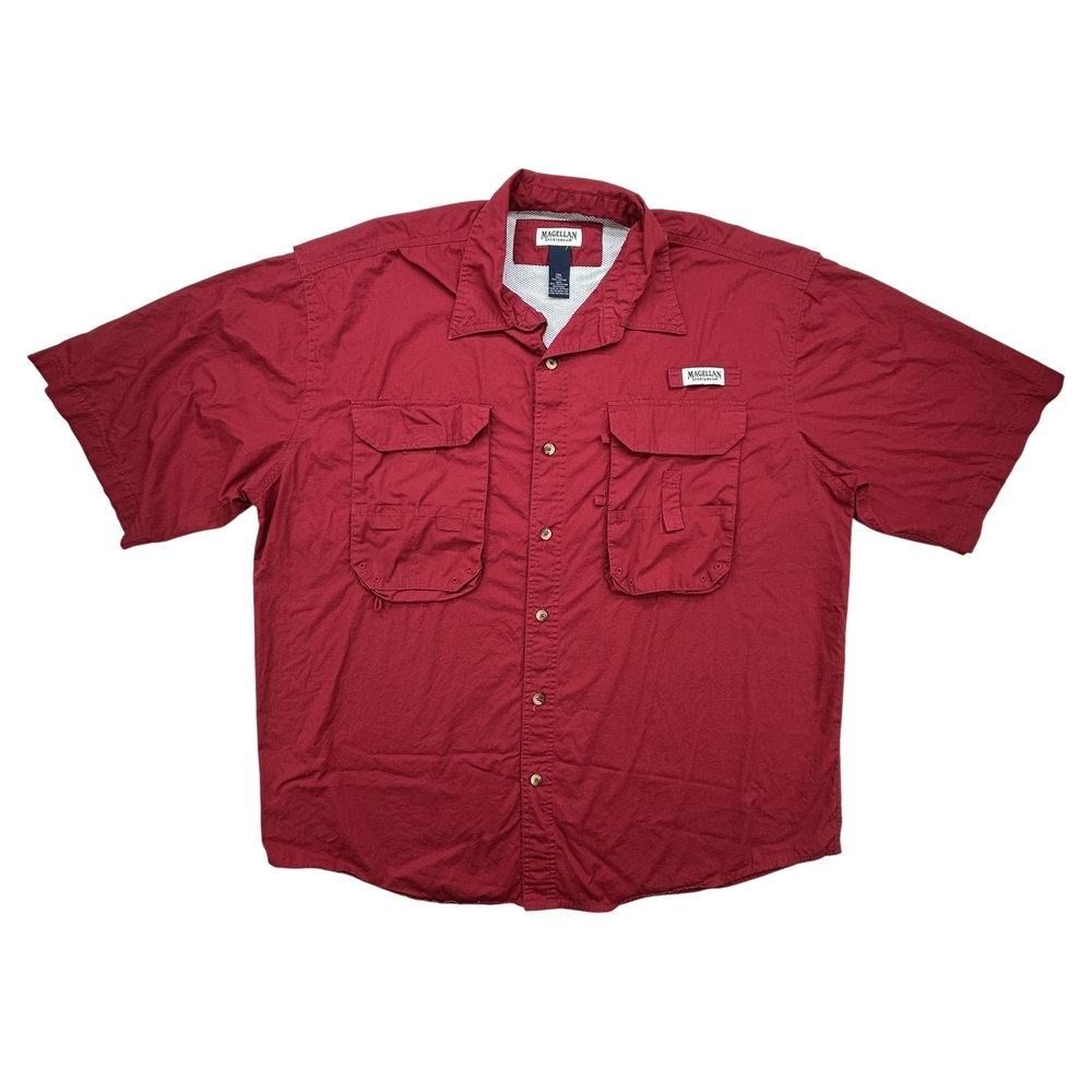Magellan Sportswear Shirt Mens 2XL Red Fishing Outdoor Vented Utility Pockets